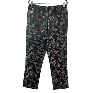 VINTAGE Gigi Clark Couture Oriental Dragon Brocade Pants Floral Embroidered Sz 4